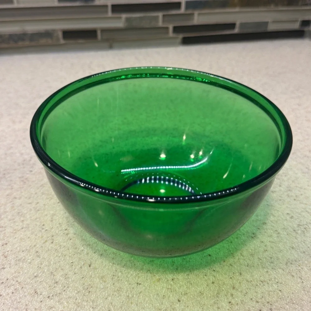 VTG Anchor Hocking Forest Green Glass Mixing Bowl Vintage Mid Century 6